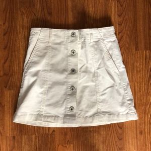White corduroy button up skirt